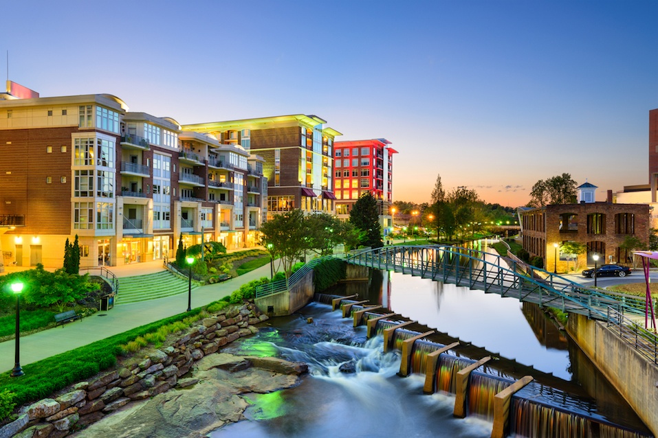 Paysage urbain de Greenville en Caroline du Sud