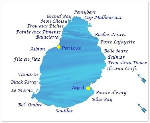 Carte de Maurice pour le temps à la plage Carte de Maurice pour le temps à la plage